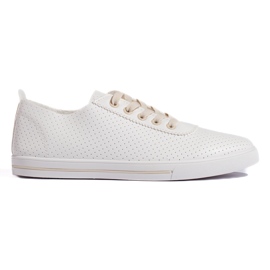 Kvinders hvide og beige gennembrudte sneakers