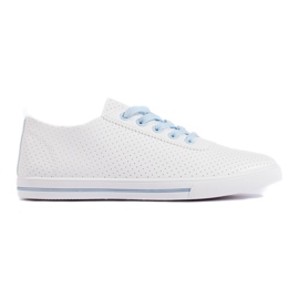Kvinders hvide og blå gennembrudte sneakers