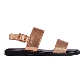 Dame flade sandaler i guld gylden
