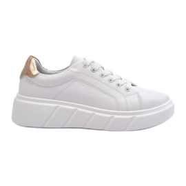 Sneakers i læder til kvinder på platformen, hvid Danida