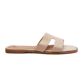 Flade flip-flops til kvinder med udskæringer Beige Fiviama