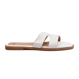 Flade flip-flops til kvinder med udskæringer Hvid Fiviama