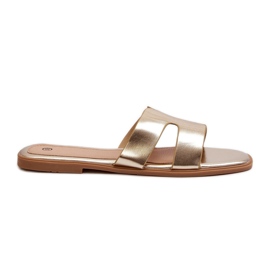 Flade flip-flops til kvinder med udskæringer Guld Fiviama gylden