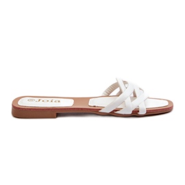 Øko-læderflip-flops til kvinder med flad hæl, hvid, Moldela