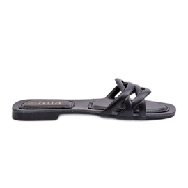 Øko-læderflip-flops til kvinder med flad hæl, sort, Moldela