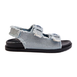 Dame dekorerede denim sandaler blå Irmale