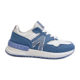 Dame denim sneakers lavet af øko læder, blå vinelli