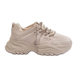 Damesneakers på en massiv sål med dekorativ snøring Beige Relissa