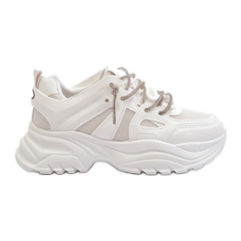 Damesneakers på en massiv sål med dekorativ snøring Hvid Relissa
