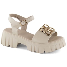 Højhælede læder- og platformssandaler Vinceza W JAN301B, beige