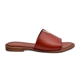 Øko-læderflip-flops til kvinder med flad hæl, brun Maliha