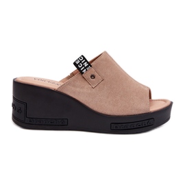 Vinceza Beige Vleni-kile-flip-flops til kvinder