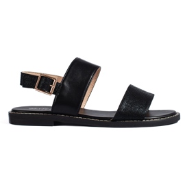 Sorte flade sandaler til kvinder