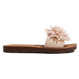 Beige dameflip-flops med blomst