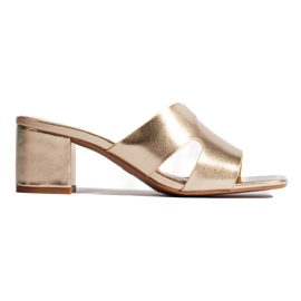 Højhælede flip-flops i guld til kvinder gylden