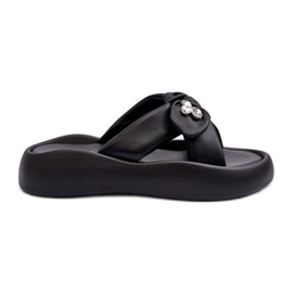 Kvinders læderflip-flops på platformen Sort GOE NN2N4110