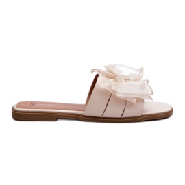 Flade flip-flops til kvinder med sløjfe, Beige Balinda