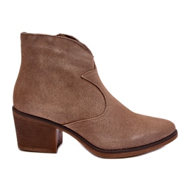 S.Barski Ruskinds cowboystøvler med lynlås D&amp;A SN622-29 Dark Beige