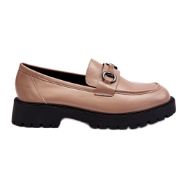 Vinceza Damebeige Eco Læder Loafers med dekoration
