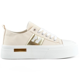 Beige moderigtige damesneakers med en tyk platformsål