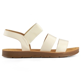 Beige slip-on sandaler til kvinder med elastik