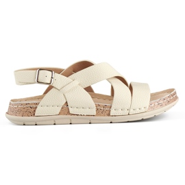 Beige damesandaler med læder indersål