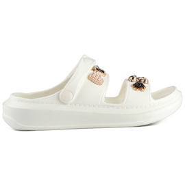 Dame-flip-flop-sandaler med dekorationer hvid