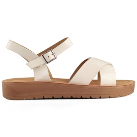 Beige flade damesandaler lavet af øko læder