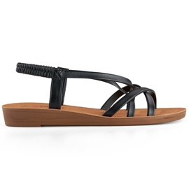 Sorte damesandaler med flad sål