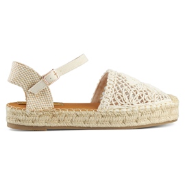 Beige espadrillesandaler med tyk sål, flettede espadriller