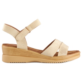 Beige kilesandaler i ruskind, komfortable damesandaler