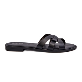 Flade flip-flops til kvinder lavet af Eco-læder, sort Rosalini