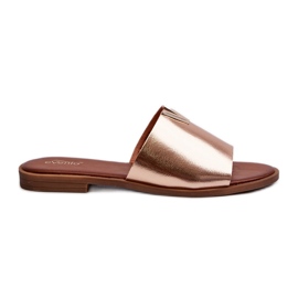 Øko-læderflip-flops til kvinder med flad hæl, guld Maliha gylden