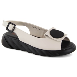 Komfortable lædersandaler til kvinder på den beige platform Artiker 52C1639