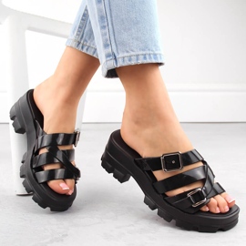 Komfortable dameduftende sorte højhælede flip-flops Zaxy NN285043