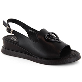 Sorte læder-sandaler til kvinder Filippo DS6069