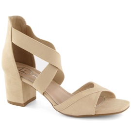 Beige højhælede damesandaler med elastik Filippo DS6262