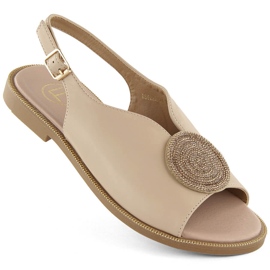 Beige damesandaler med cubic zirconia Filippo DP6229