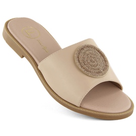 Beige dametøfler med zirkoner Filippo DP6217