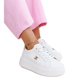 Hvide lædersneakers med høj sål, Melita