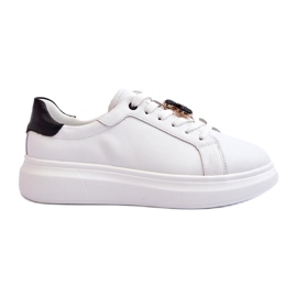 Vinceza Dame læder sneakers med bamse, hvid Mirven