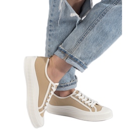 Mørkebeige damesneakers på platformen