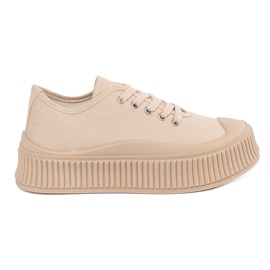 Platformsneakers med snørebånd til kvinder, beige