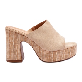 Beige flip-flops til kvinder med høje hæle
