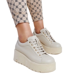 Karino beige kile-sneakers i læder