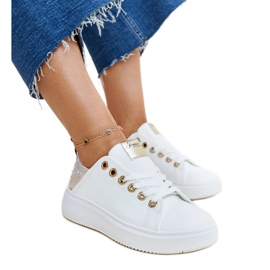 Hvide og beige sneakers med zirkoner Antonietta