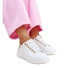 Hvide og lyserøde Antonietta sneakers med rhinestones