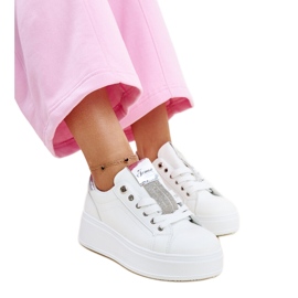 Hvide og sølv sneakers med Maurizia rhinestones