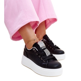 Sorte og sølv sneakers med Maurizia rhinestones