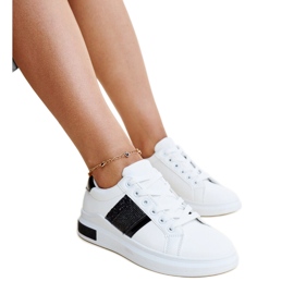 Hvide og sorte Giulia sneakers med rhinestones